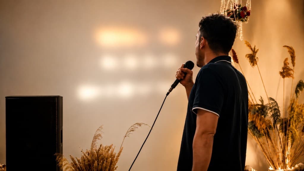 Microphone performance at an intimate event